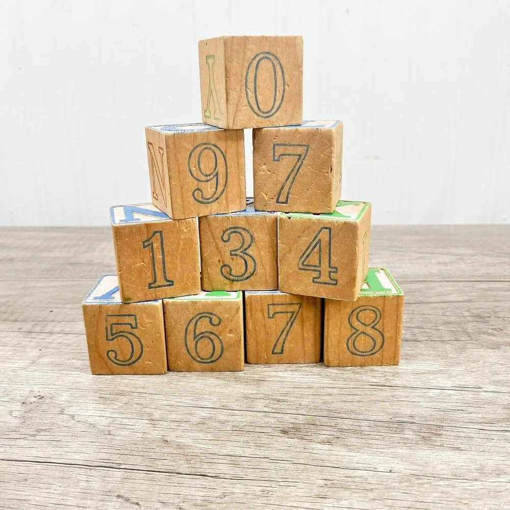 Vintage Alphabet Blocks Set of 10: Nursery Decor Wooden Blocks‎